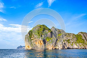 Beautiful tropical landscape of the Maya Bay in the Phi Phi Islands in Thailand