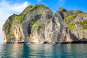 Beautiful tropical landscape of the Maya Bay in the Phi Phi Islands in Thailand