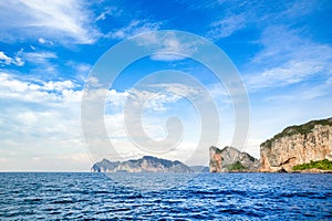 Beautiful tropical landscape of the Maya Bay in the Phi Phi Islands in Thailand