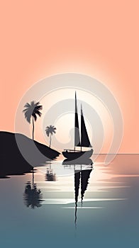 Beautiful tropical landscape with silhouettes of palm trees 1690446971762 4