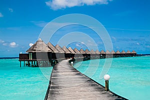 Beautiful tropical Maldives resort and island with beach and sea