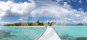 Beautiful tropical vibrant panorama of the island resort