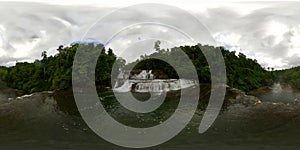 Beautiful tropical waterfall. Philippines, Mindanao. 360-Degree view,