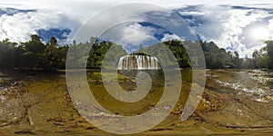 Beautiful tropical waterfall. Philippines, Mindanao. 360-Degree view,