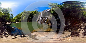 Beautiful tropical waterfall. Sera Ella Water Fall. Virtual Reality 360. photo