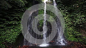 Beautiful tropical waterfalls among the green plants in in Bali, Indonesia