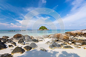 Beautiful tropical white sand and rock near the Serendipity Beach Resort at Lipe Island, Satun Province, Thailand. photo