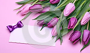 Beautiful tulips and greeting card