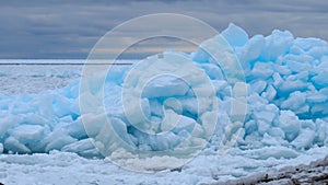 Beautiful turquoise blue ice flow