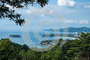 Beautiful turquoise ocean waves with boats Top views.