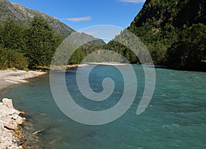 The Beautiful Turquoise Water Of The Lustrafjord