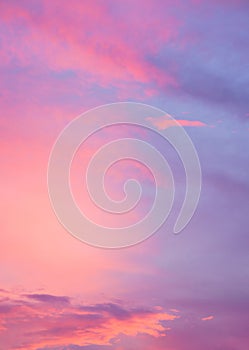 Beautiful twilight sky golden hour sunset and cloud with purple violet sweet pastel color atmosphere background.for wallpaper,