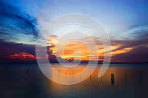 Beautiful twilight sky over the sea, Southern Thailand