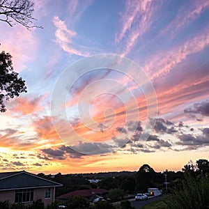 Twilight sunset sky with clouds photo