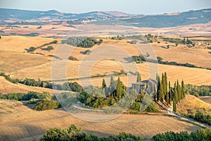 Beautiful typical countryside summer landscape in Tuscany Italy