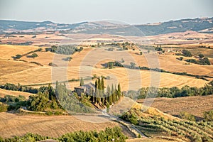 Beautiful typical countryside summer landscape in Tuscany Italy