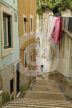 Beautiful typical street of old Alfama