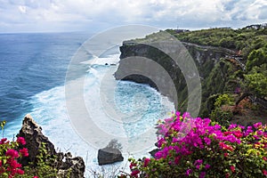 Beautiful Uluwatu Temple perched on top of a cliff in Bali, Indonesia