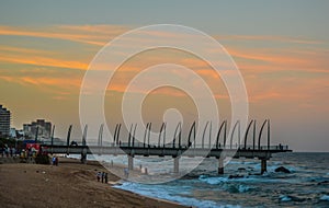 Beautiful Umhlanga Promenade Pier a whalebone made pier in Kwazulu Natal Durban North South Africa during sunset
