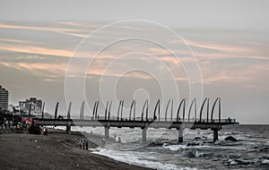 Beautiful Umhlanga Promenade Pier a whalebone made pier in Kwazulu Natal Durban North South Africa during sunset