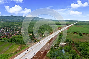 Beautiful Ungaran toll road under blue sky