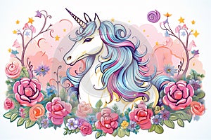 beautiful unicorn, full body, doodle style illustrated by Generative AI