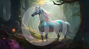 Beautiful unicorn horse . Ancient mythical creature