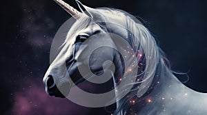 Beautiful unicorn horse . Ancient mythical creature