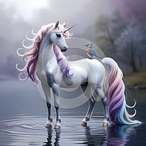 Beautiful unicorn in a magical illustration photo