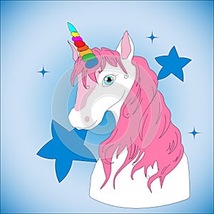 Beautiful unicorn with stars illustration