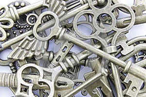 Beautiful Unique Antique Metal Keys in a pile