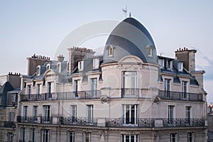 Beautiful unique exterior of the residential apartments in Paris
