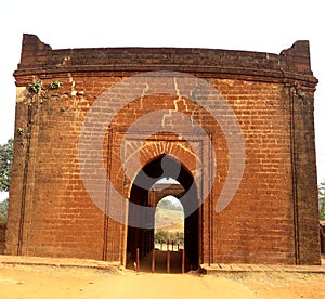 Beautiful and unique heritage large gate of Malla king, bishnupur, India photo