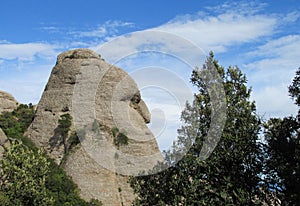 Beautiful unusual shaped mountain rock formations of Montserrat, Spain