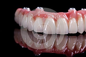 Beautiful upper teeth ceramic press ceramic crowns and veneers on the dental stone model zircon arch ceramic prothesis Implants .