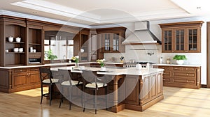Beautiful upscale kitchen. Beautiful Grey Modern Kitchen in a Luxury Apartment. generative ai