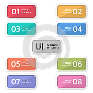 Beautiful user interface rectangle button set