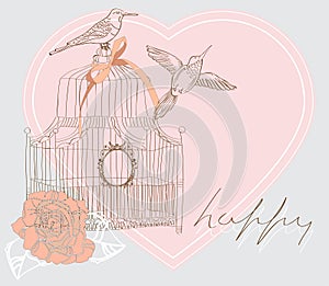 Beautiful Valentine background with cage