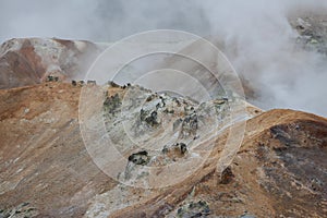 Beautiful valley of Jigokudani or "Hell Valley", located just Hokkaido Japan