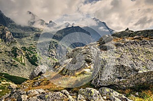 Cloudy mountain landscape in Slovak mountains.