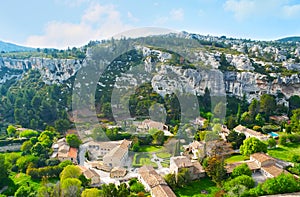 The beautiful valley with parks and mansions, Les Baux-de-Provence, Alpilles mountains, France