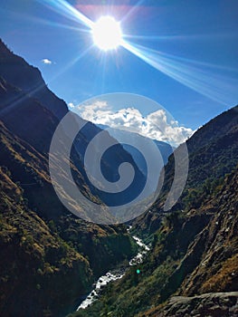 Beautiful valley on the trek around the Anapurna, Nepal