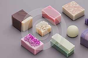 Beautiful variety of luxury handmade soaps, different scents