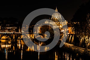 Beautiful Vatican City at night.