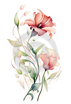 Beautiful vector card with freesia flowers, watercolor illustration Generative AI