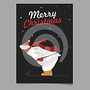 Beautiful vector Christmas illustration with cute Bear. Merry Christmas card. Stylish illustration