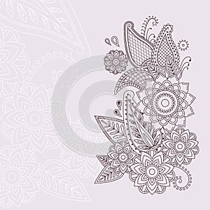 Beautiful vector floral elements in indian mehndi style