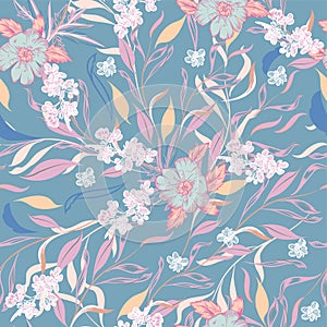 Beautiful vector floral pattern with leaves for design