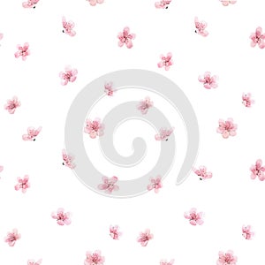 Beautiful vector floral summer seamless pattern with watercolor field abstract flowers. Stock illustration.