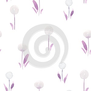 Beautiful vector floral summer seamless pattern with watercolor hand drawn field abstract flowers. Stock illustration.